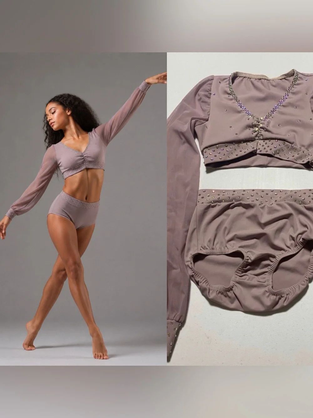 Kelle Dance Solo Costume Mauve 2 Piece BUTTERFLIES 3847A contemporary MC Child
